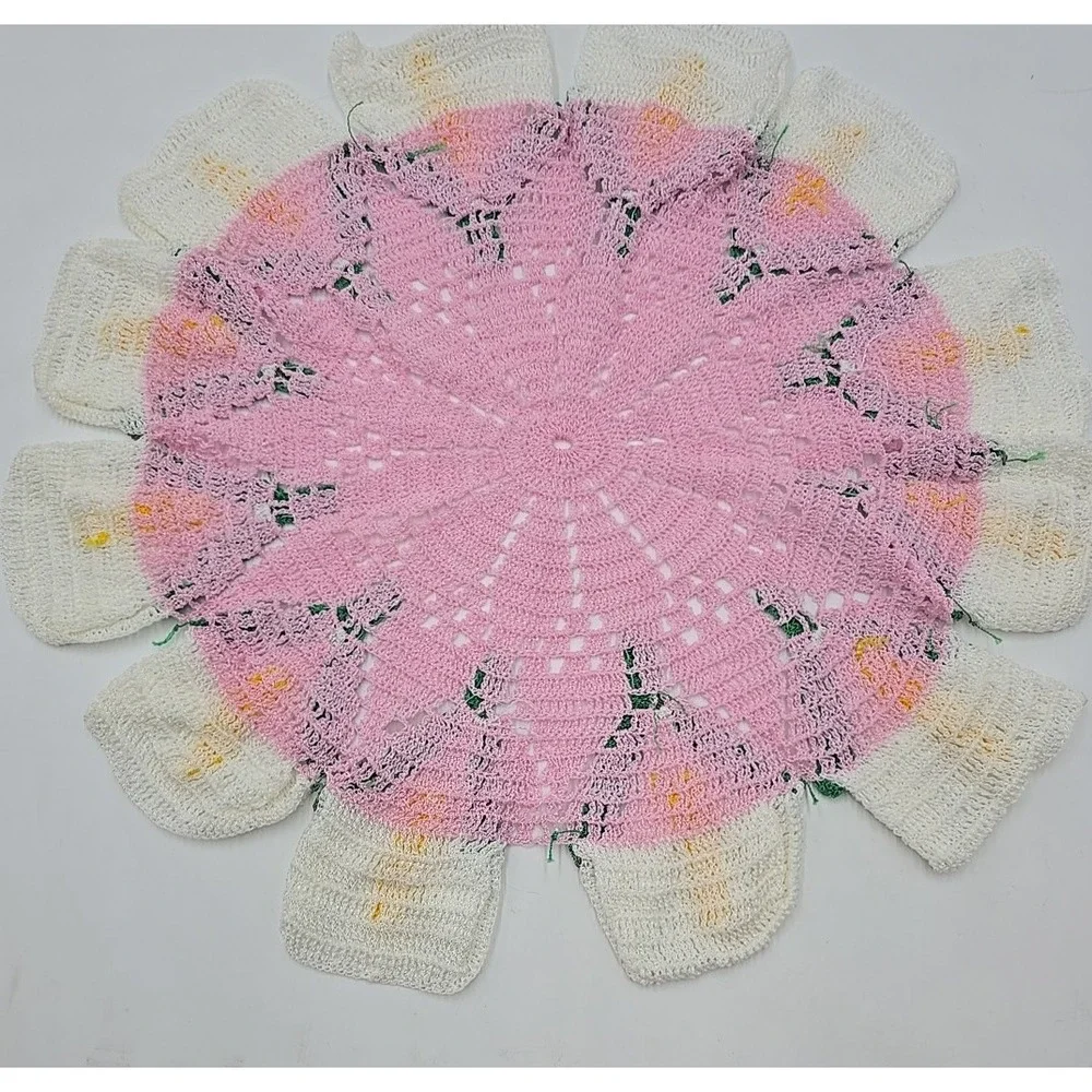 2 Handmade Crochet‎ Flower Cottagecore Starburst Vintage 1950s Doilies